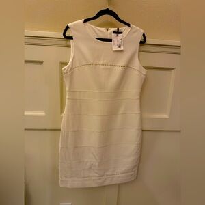 Tommy Hilfiger, white sleeveless, classy, elegant, flattering dress